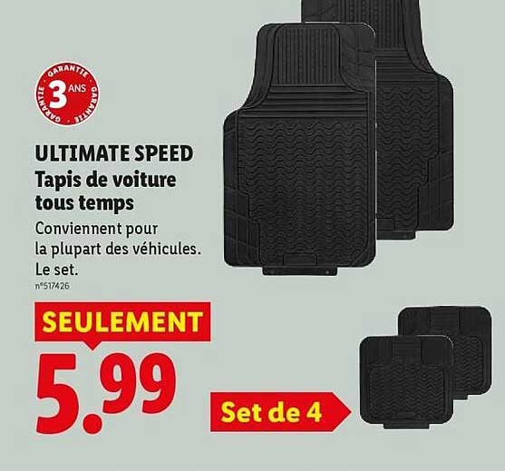 ULTIMATE SPEED Tapis de voiture tous temps