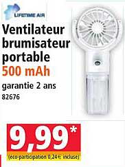 Ventilateur brumisateur portable 500 mAh garantie 2 ans 82676