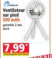 Ventilateur sur pied 500 mAh garantie 2 ans 82678