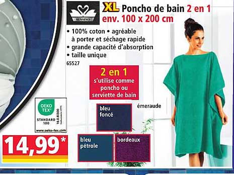 XL Poncho de bain 2 en 1 env. 100 x 200 cm