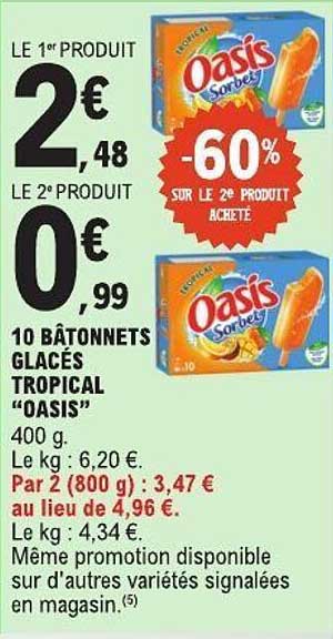 10 BÂTONNETS GLACÉS TROPICAL "OASIS"