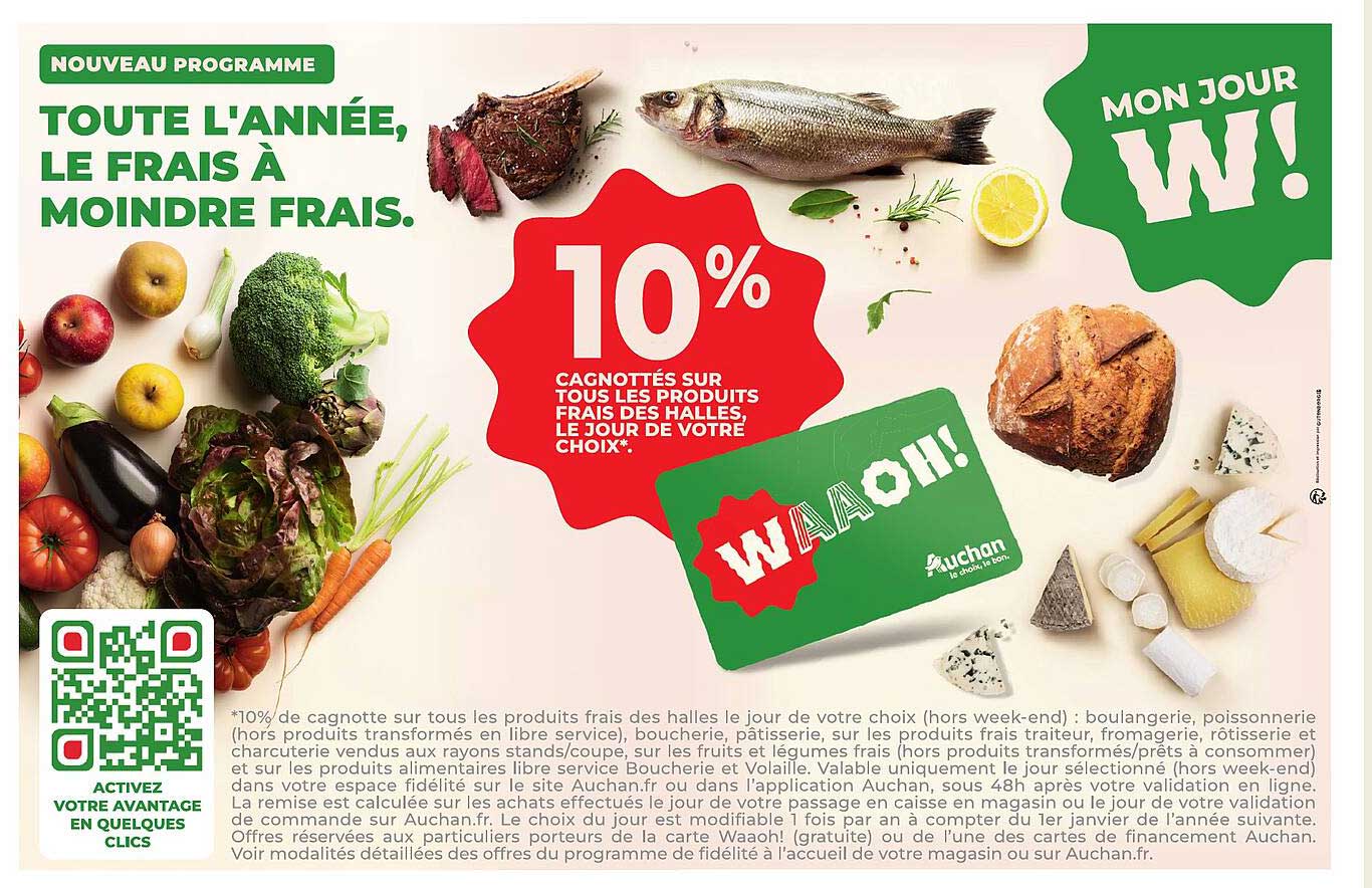 10% Cagnottés sur tous les produits frais des halles, le jour de votre choix.