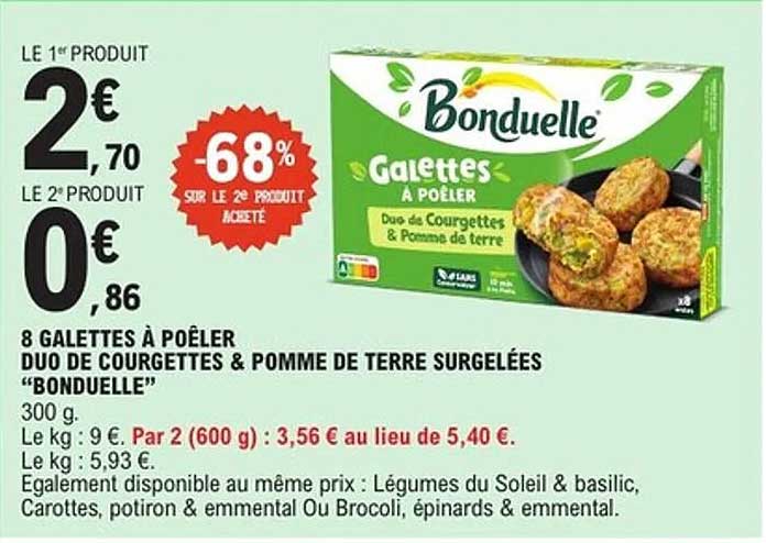 8 Galettes à Poêler Duo de Courgettes & Pomme de Terre Surgelées "Bonduelle"