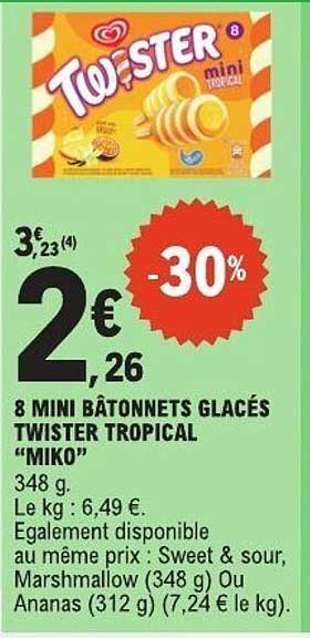 8 MINI BÂTONNETS GLACÉS TWISTER TROPICAL "MIKO"