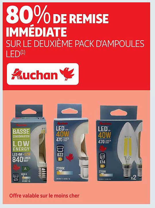 80% DE REMISE IMMÉDIATE SUR LE DEUXIÈME PACK D'AMPOULES LED