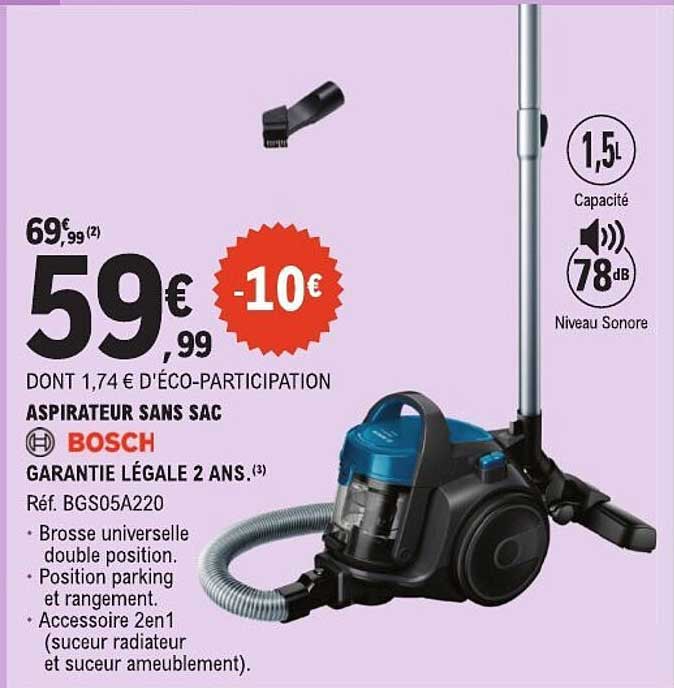 ASPIRATEUR SANS SAC BOSCH