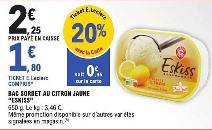 BAC SORBET AU CITRON JAUNE “ESKISS”