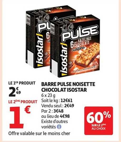 BARRE PULSE NOISETTE CHOCOLAT ISOSTAR