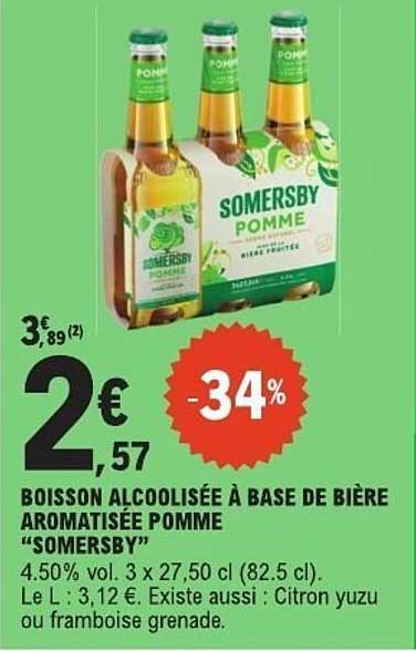 BOISSON ALCOOLISÉE À BASE DE BIÈRE AROMATISÉE POMME "SOMERSBY"