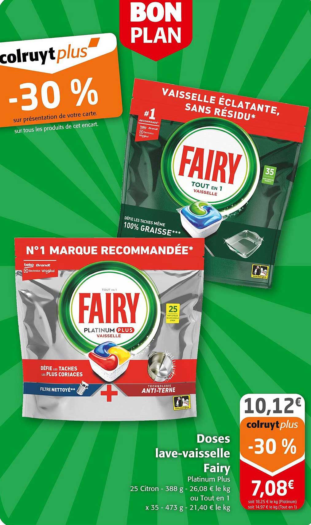BON PLAN -30 % sur les doses lave-vaisselle Fairy