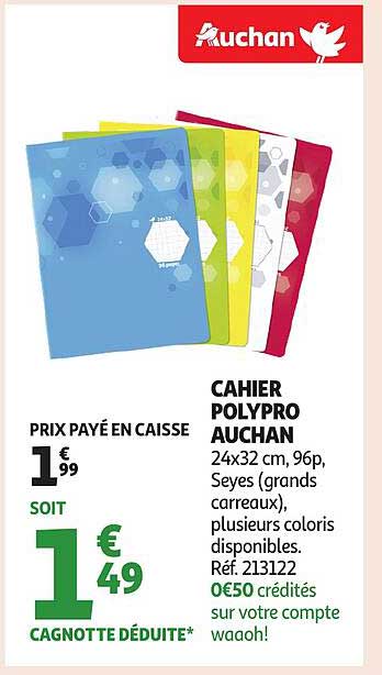 CAHIER POLYPRO AUCHAN