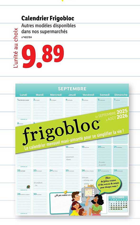 Calendrier Frigobloc