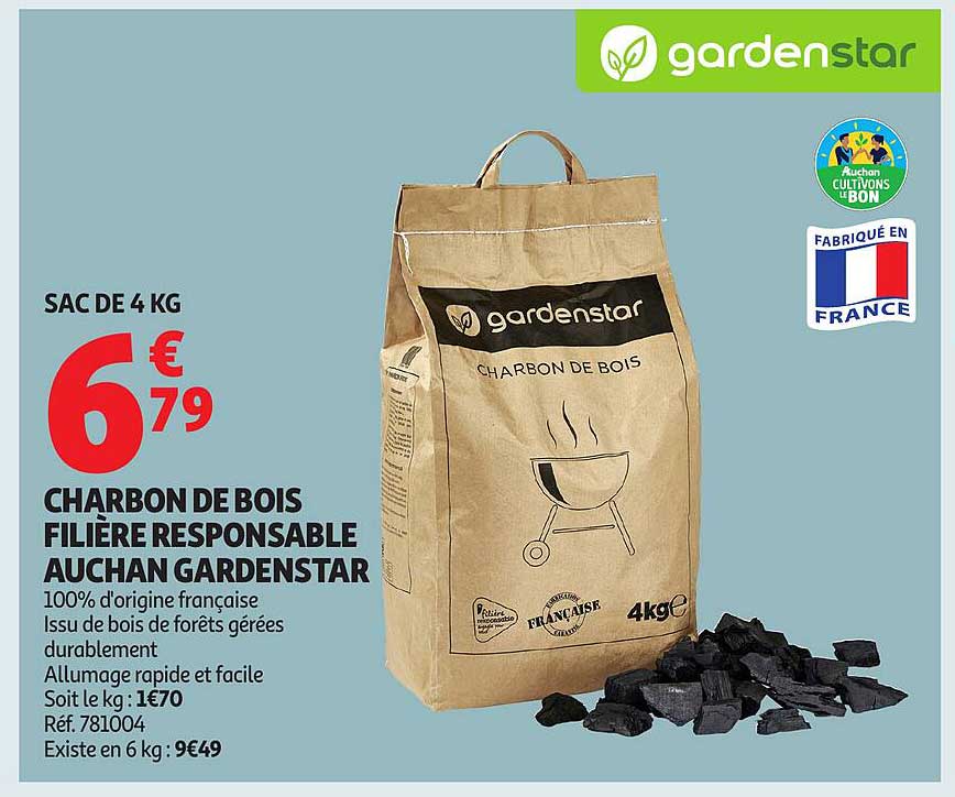 CHARBON DE BOIS FILIÈRE RESPONSABLE AUCHAN GARDENSTAR