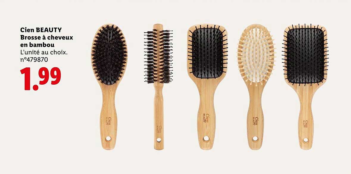 Cien BEAUTY Brosse à cheveux en bambou