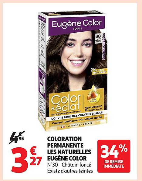 COLORATION PERMANENTE LES NATURELLES EUGÈNE COLOR N°30 - Châtain foncé
