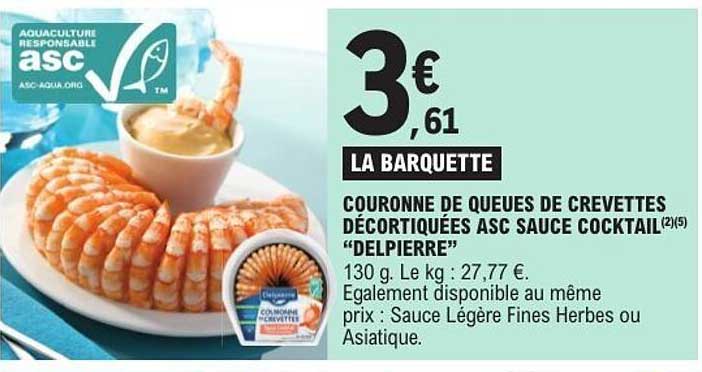 COURONNE DE QUEUES DE CREVETTES DÉCORTIQUÉES ASC SAUCE COCKTAIL