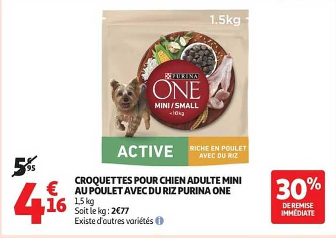 CROQUETTES POUR CHIEN ADULTE MINI AU POULET AVEC DU RIZ PURINA ONE