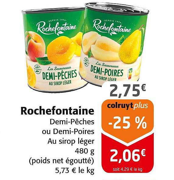 Demi-Pêches ou Demi-Poires Au sirop léger