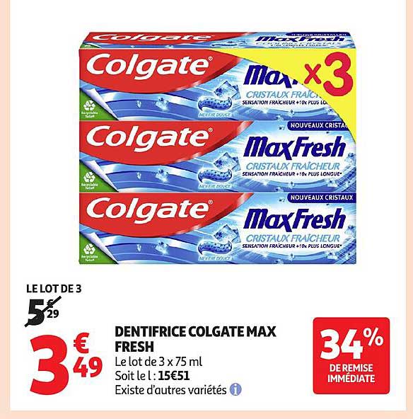 DENTIFRICE COLGATE MAX FRESH