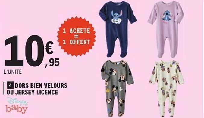 DORS BIEN VELOURS OU JERSEY LICENCE DISNEY BABY