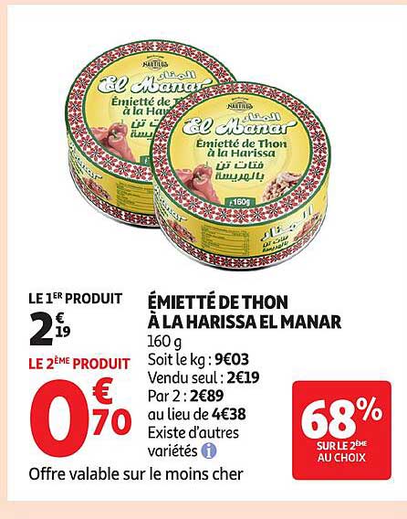 ÉMIETTÉ DE THON À LA HARISSA EL MANAR