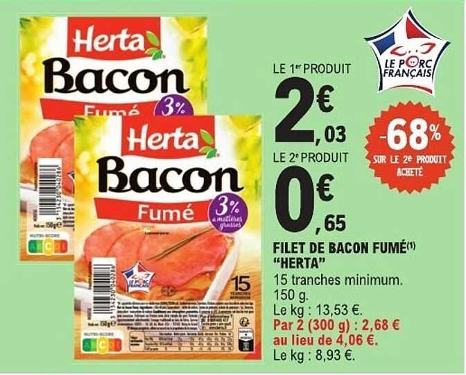 FILET DE BACON FUMÉ "HERTA"