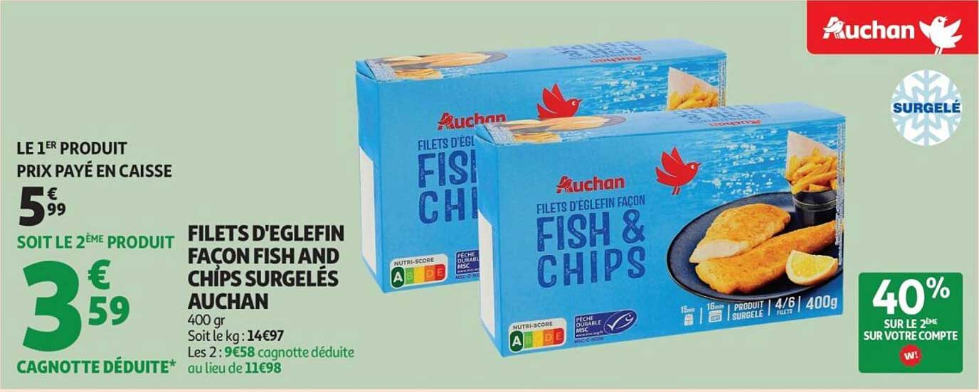 Filets d'Eglefin Façon Fish and Chips Surgelés Auchan