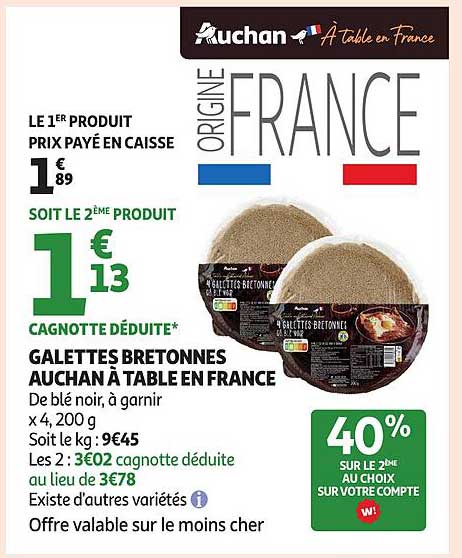 GALETTES BRETONNES AUCHAN À TABLE EN FRANCE