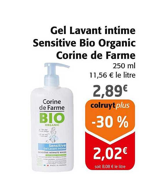 Gel Lavant intime Sensitive Bio Organic Corine de Farme