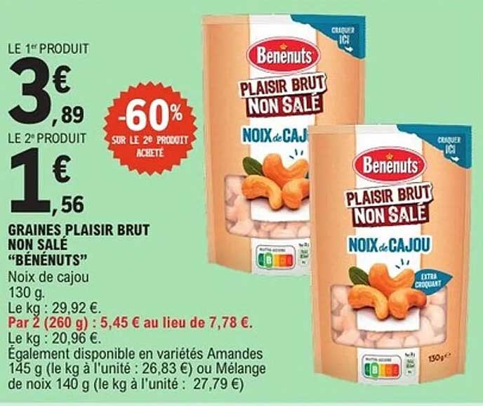 GRAINES PLAISIR BRUT NON SALÉ “BÉNENUTS”