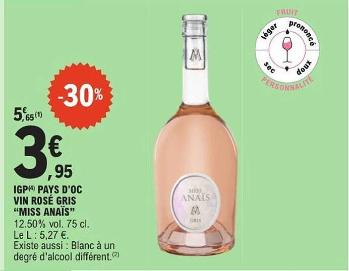 IGP PAYS D'OC VIN ROSÉ GRIS “MISS ANAIS”