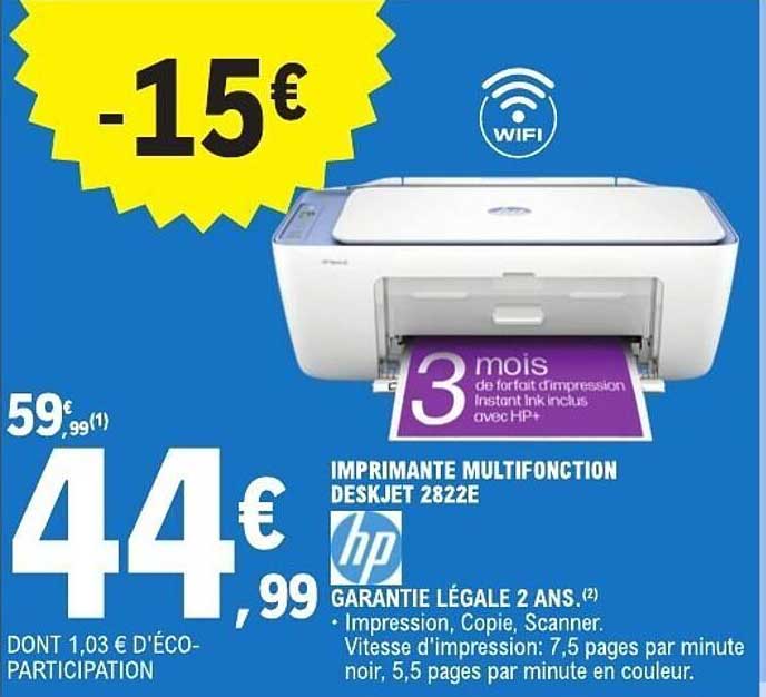 IMPRIMANTE MULTIFONCTION DESKJET 2822E