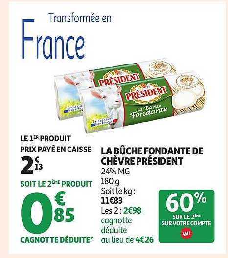 LA BÛCHE FONDANTE DE CHÈVRE PRÉSIDENT