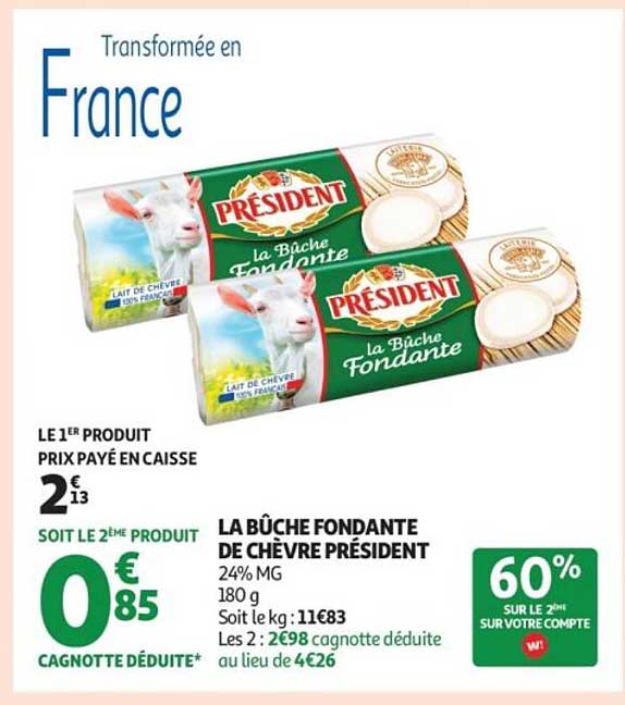 LA BÛCHE FONDANTE DE CHÈVRE PRÉSIDENT