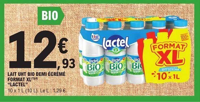LAIT UHT BIO DEMI ÉCRÉMÉ FORMAT XL