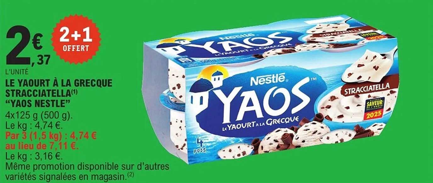 LE YAourt à LA GREcQUE STRACCIATELLA "YAOS NESTLÉ"