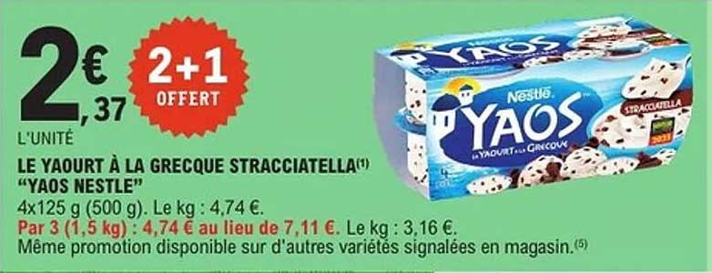 LE YAOURT À LA GREQUE STRACCIATELLA "YAOS NESTLE"