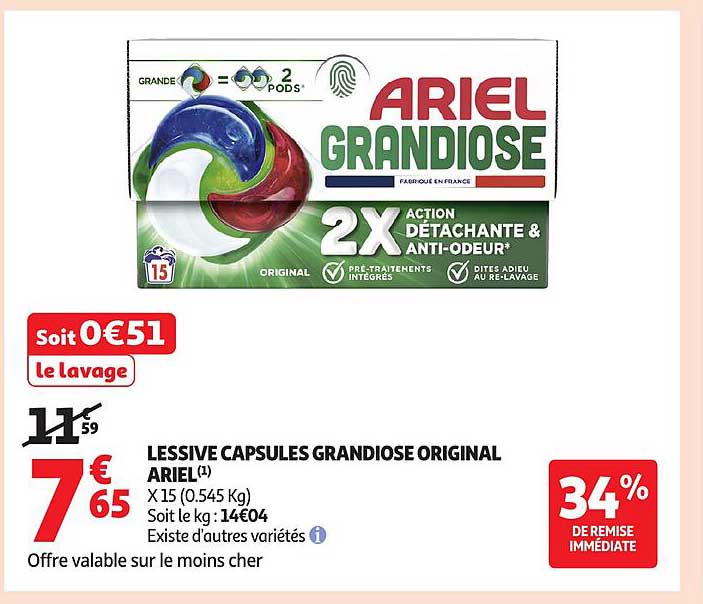 LESSIVE CAPSULES GRANDIOSE ORIGINAL ARIEL