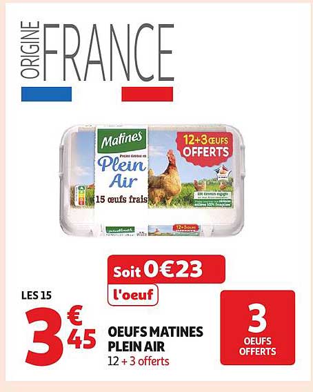 Oeufs Matines Plein Air 15 œufs frais
