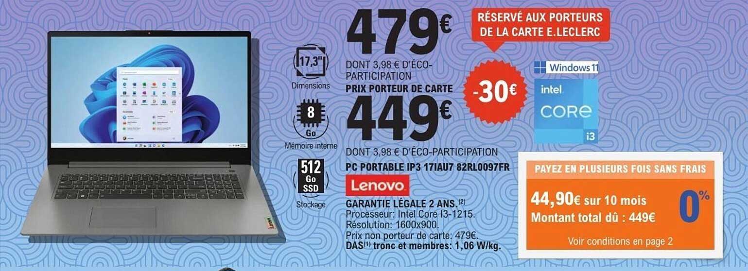 PC PORTABLE IP3 171AU7 82RL00997FR