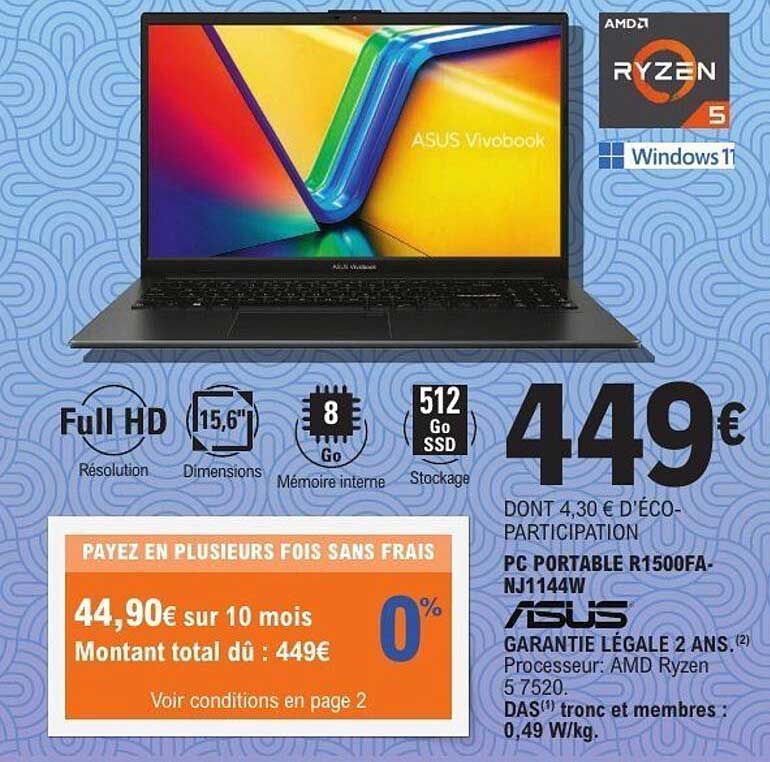 PC PORTABLE R1500FA-NJ114W
