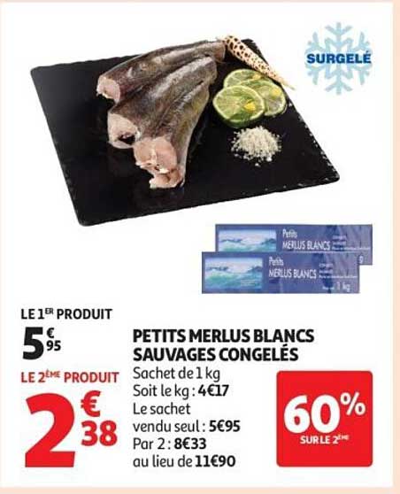 PETITS MERLUS BLANCS SAUVAGES CONGELÉS
