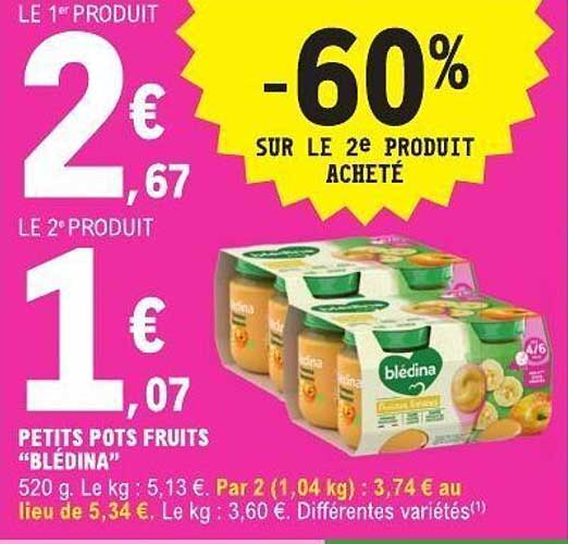 PETITS POTS FRUITS "BLÉDINA"