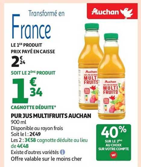 PUR JUS MULTIFRUITS AUCHAN 900 ML