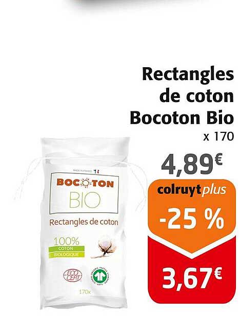 Rectangles de coton Bocoton Bio x 170