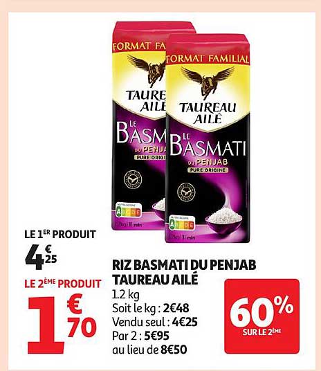 RIZ BASMATI DU PENJAB TAUREAU AILÉ