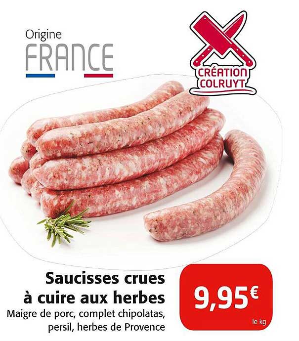 Saucisses crues à cuire aux herbes