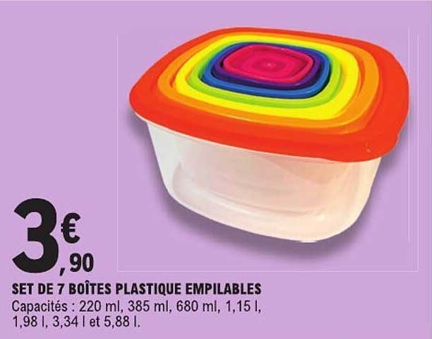 SET DE 7 BOÎTES PLASTIQUE EMPILABLES