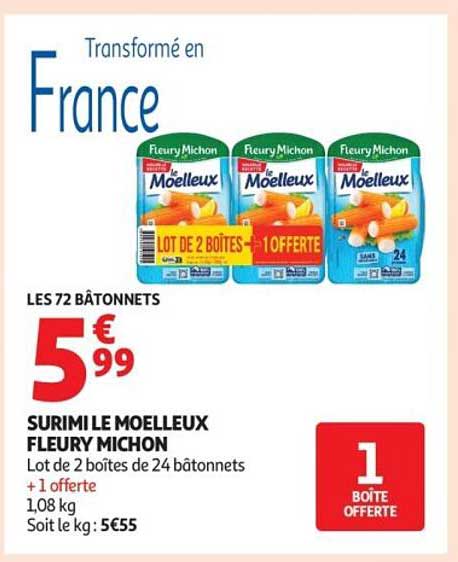 SURIMI LE MOELLEUX FLEURY MICHON - Lot de 2 boîtes de 24 bâtonnets + 1 offerte