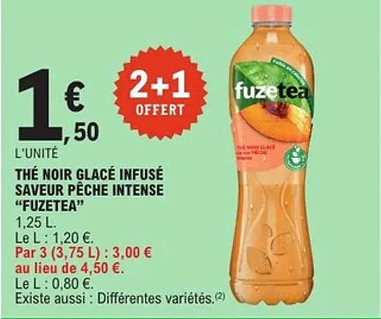 Thé noir glacé infusé saveur pêche intense "Fuzetea"